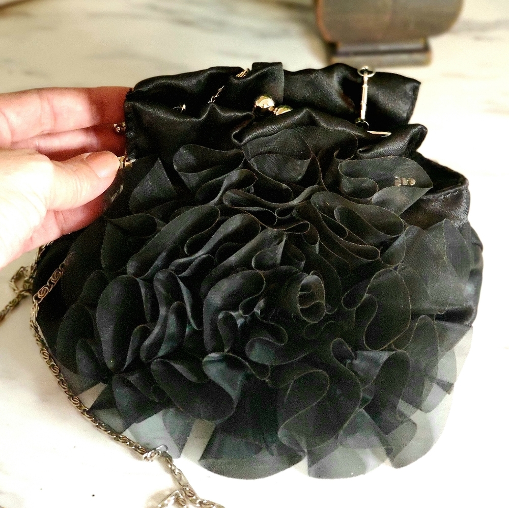 ⚘Small Rose⚘ Embellished Satin Handbag